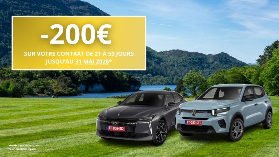 Remises exceptionnelles pour une réservation de 21 à 59 jours.